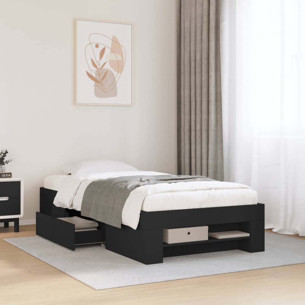 Okvir za krevet crni 90x200 cm konstruirano drvo