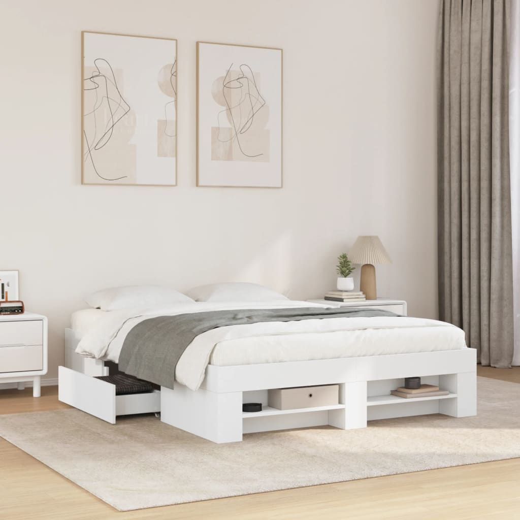 Okvir za krevet bijeli 135x190 cm konstruirano drvo