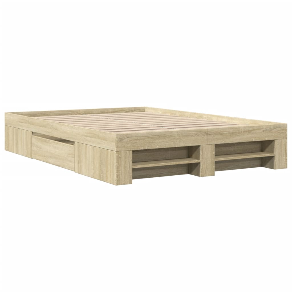 Okvir za krevet boja hrasta 135x190 cm od konstruiranog drva