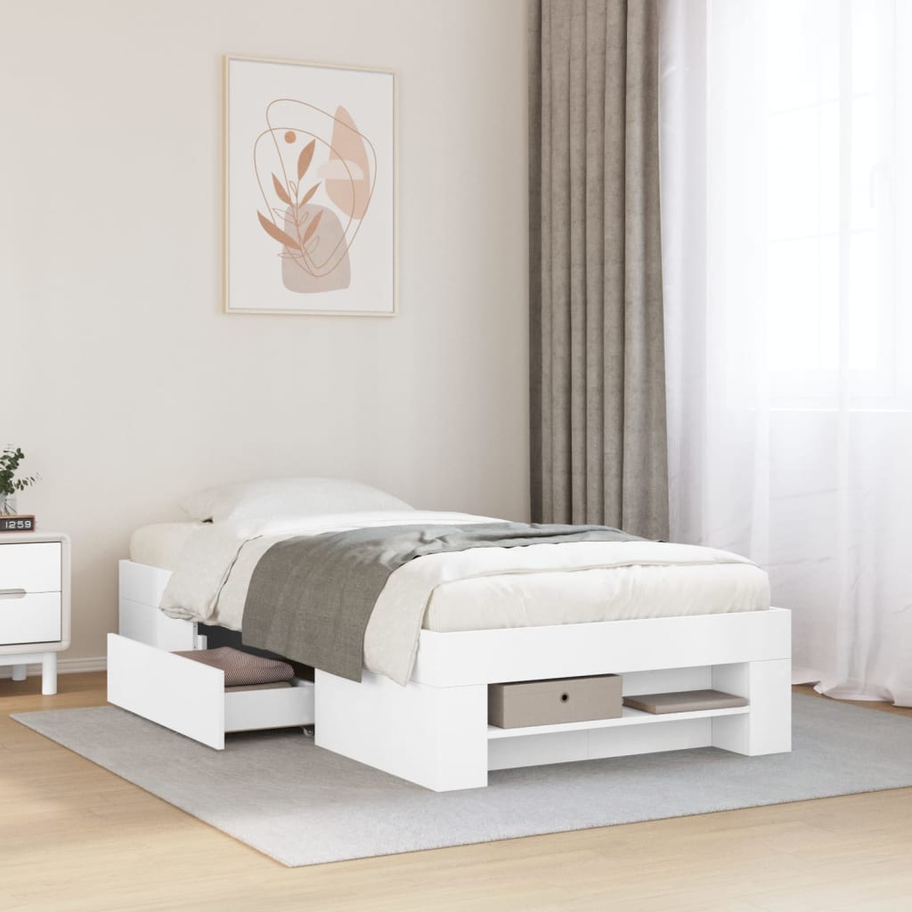Okvir za krevet bijeli 75x190 cm konstruirano drvo