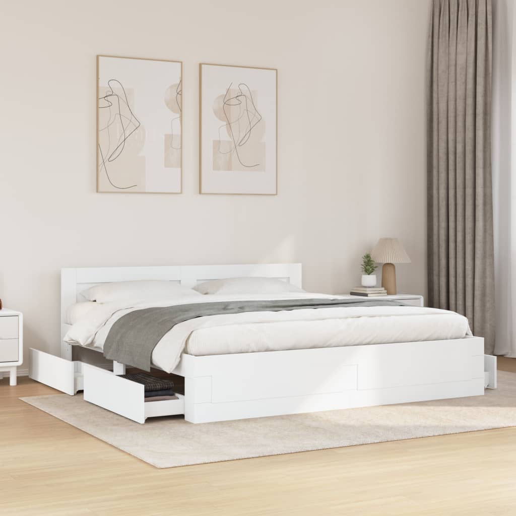 Okvir kreveta s uzglavljem bez madraca bijeli 200x200 cm