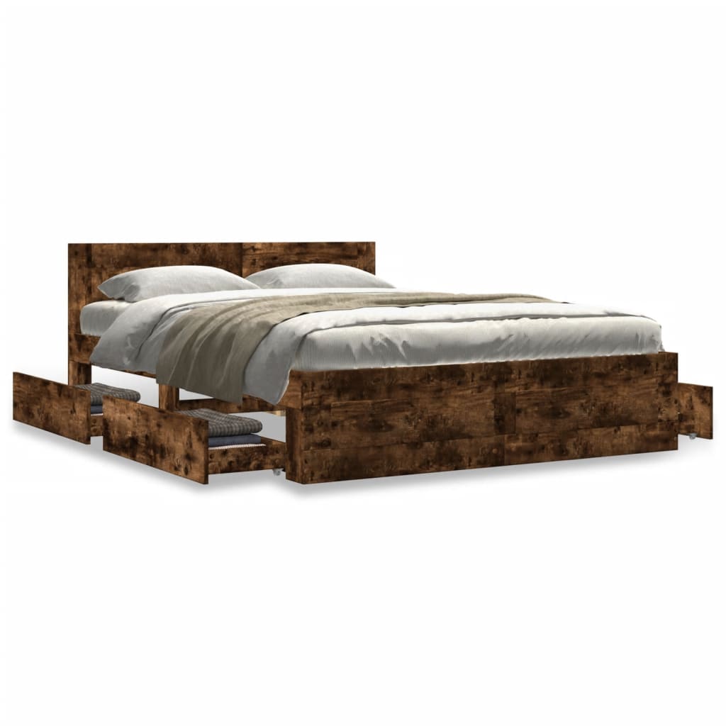 Okvir za krevet s uzglavljem boja hrasta 120x200 cm drveni