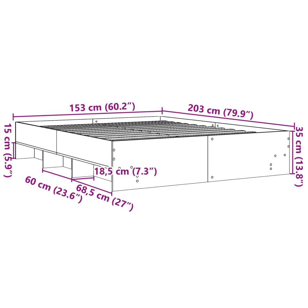 Okvir za krevet crni 150x200 cm konstruirano drvo