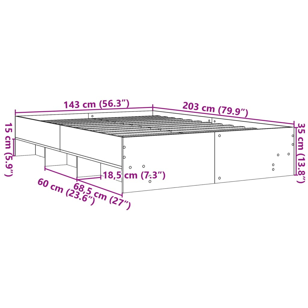 Okvir kreveta bez madraca smeđi hrast 140x200 cm izrađeno drvo