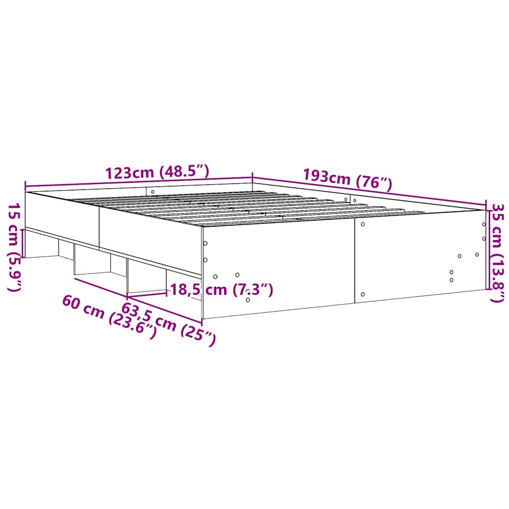 Okvir za krevet bijeli 120x190 cm konstruirano drvo