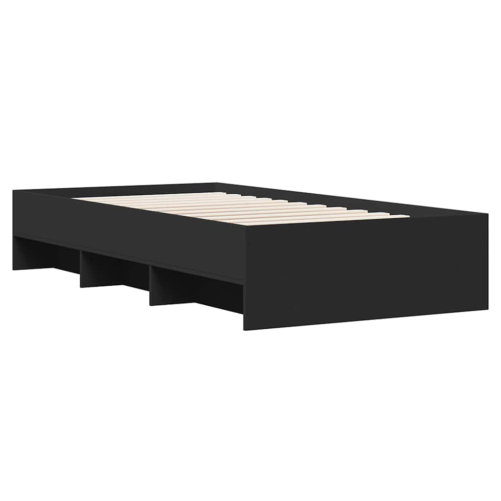 Okvir za krevet crni 75 x 190 cm od konstruiranog drva