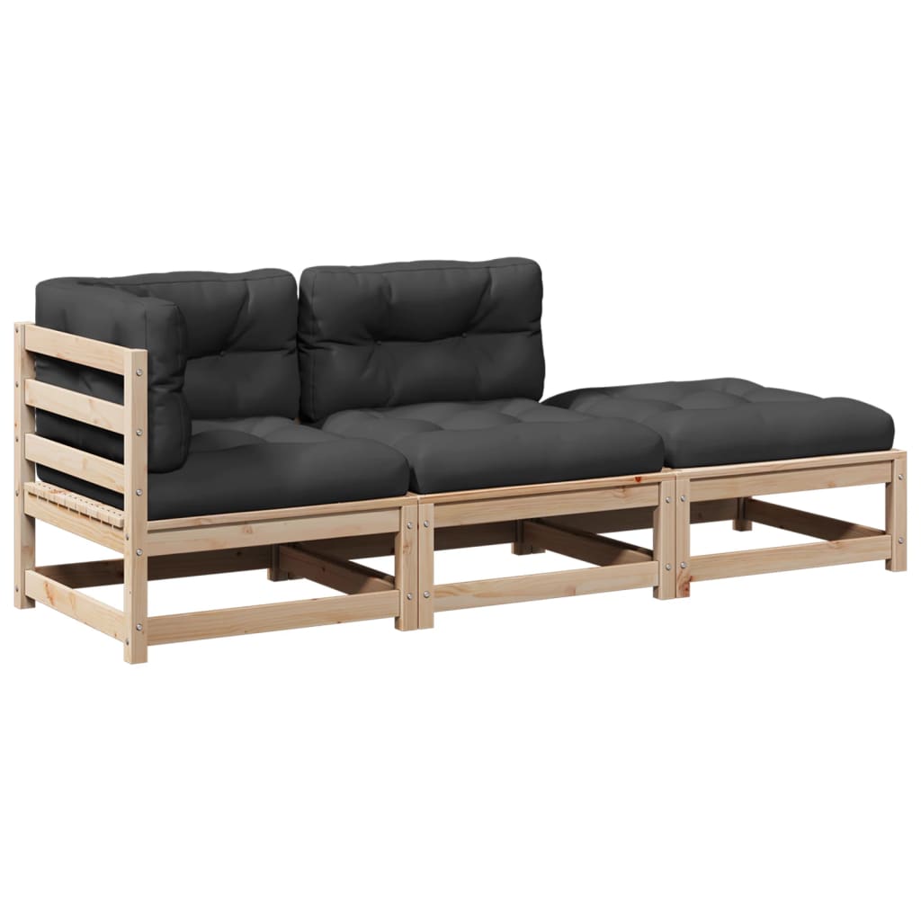 3-dijelni set vrtnih sofa od masivne borovine s jastucima