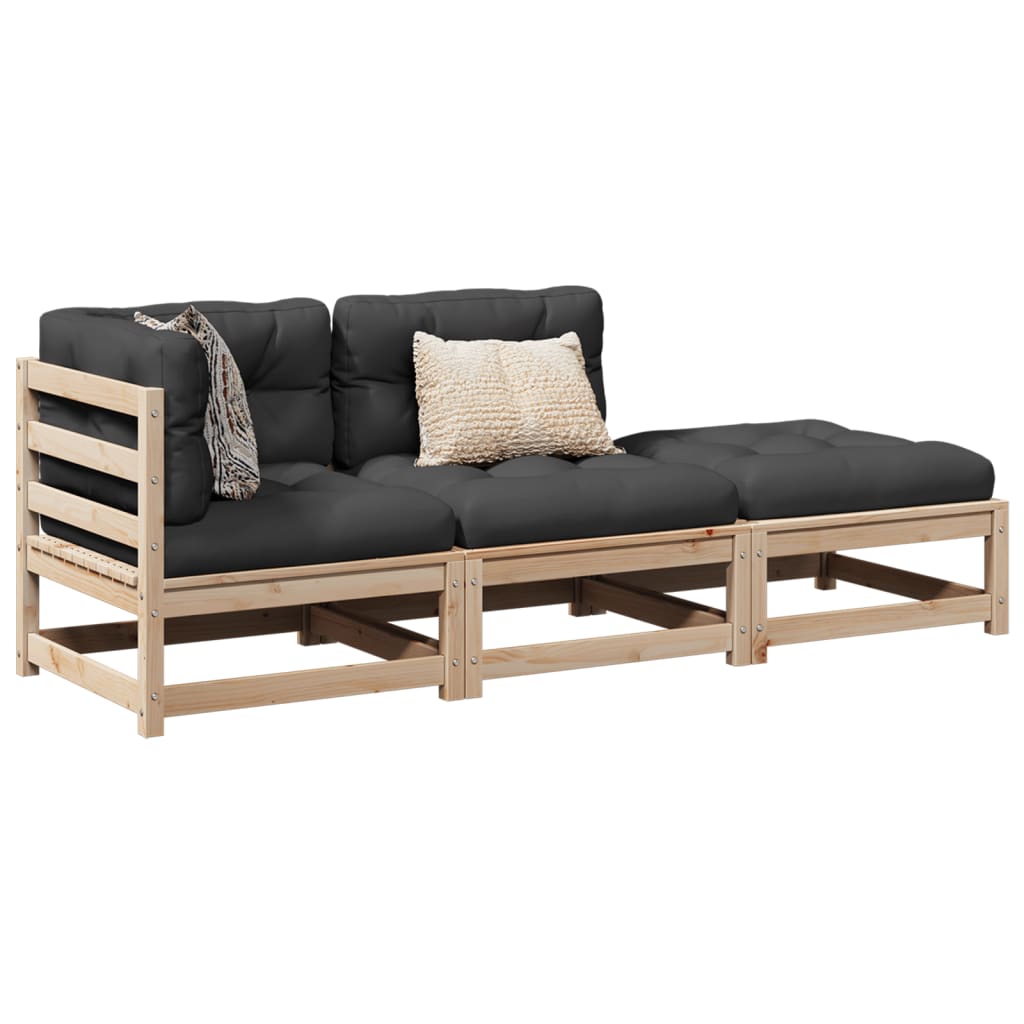 3-dijelni set vrtnih sofa od masivne borovine s jastucima