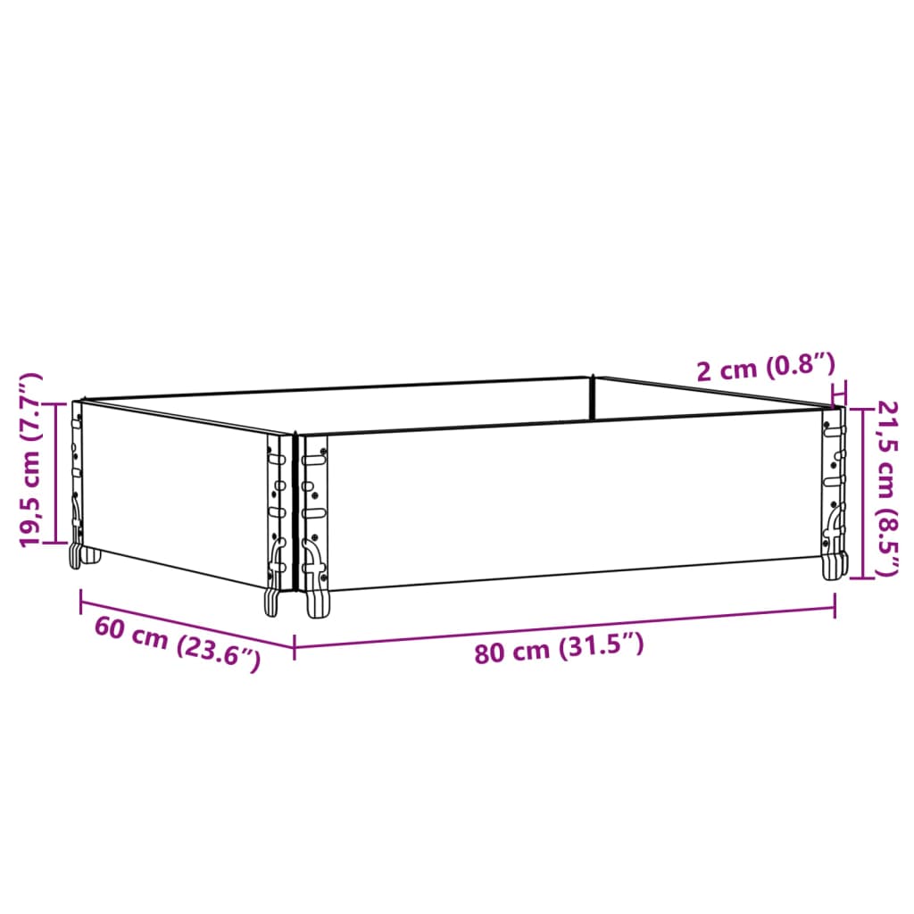 Okvir za palete crni 80 x 60 cm od masivne borovine