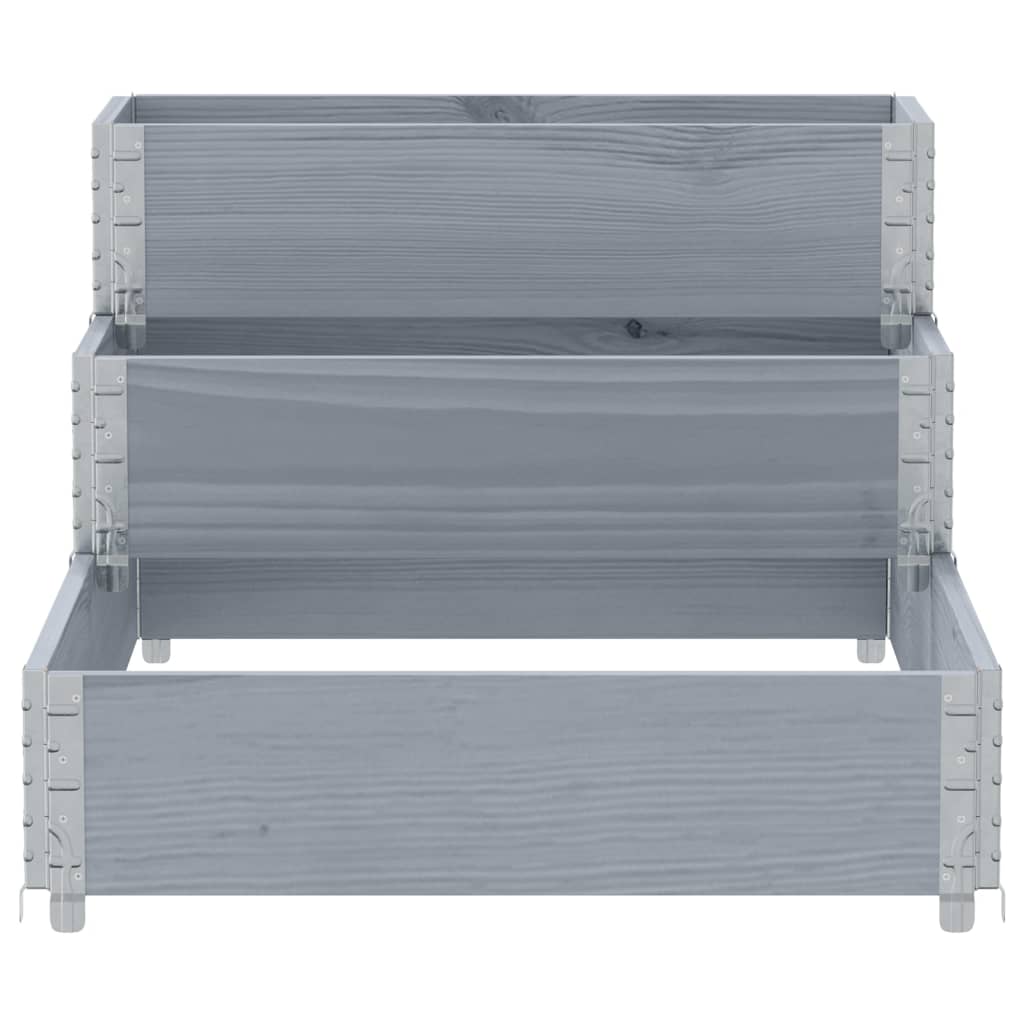 Povišena gredica s 3 razine siva 120 x 80 cm masivna borovina