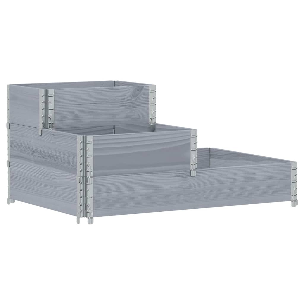 Povišena gredica s 3 razine siva 120 x 80 cm masivna borovina