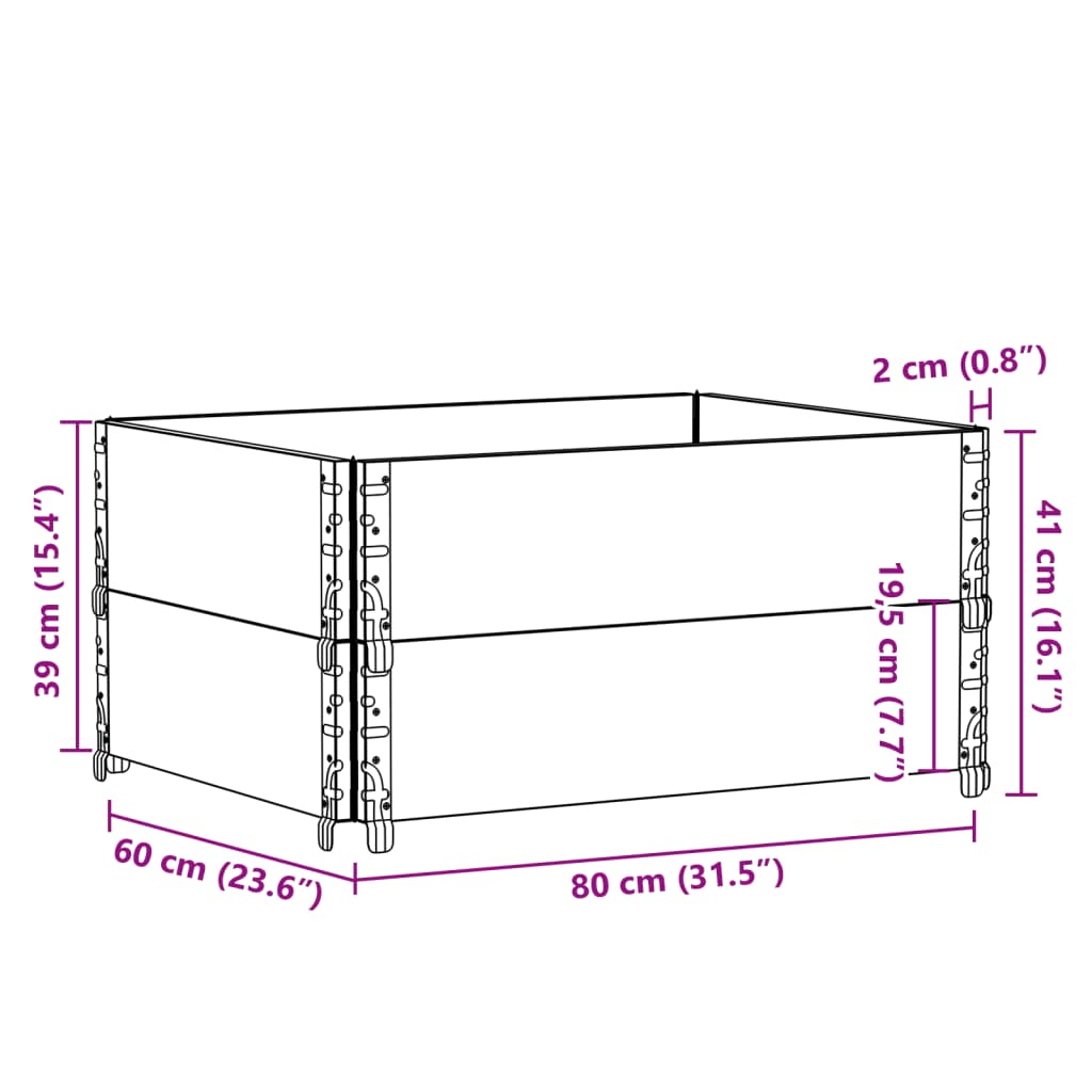 Vrtna sadilica crna 80x60 cm od masivne borovine