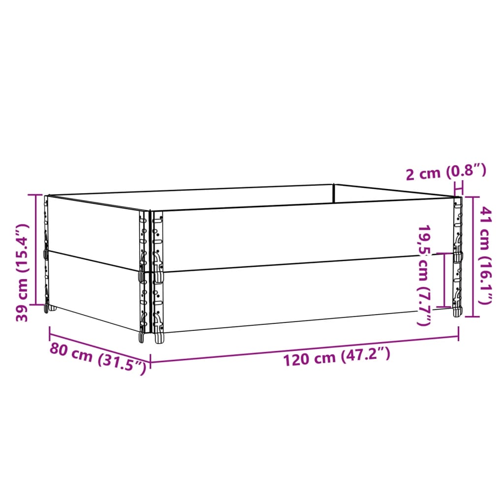 Vrtni sadilica crna 120 x 80 cm od masivne borovine