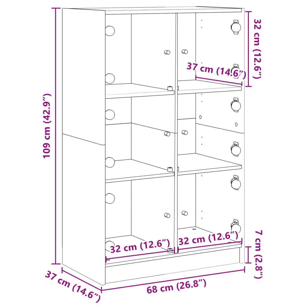 Visoka komoda s vratima crna 68x37x109 cm konstruirano drvo