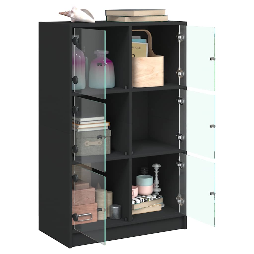 Visoka komoda s vratima crna 68x37x109 cm konstruirano drvo