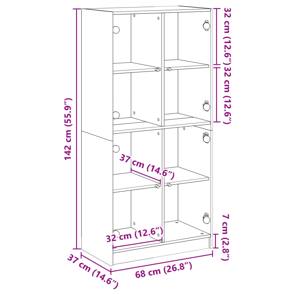 Visoka komoda s vratima bijela 68x37x142 cm konstruirano drvo
