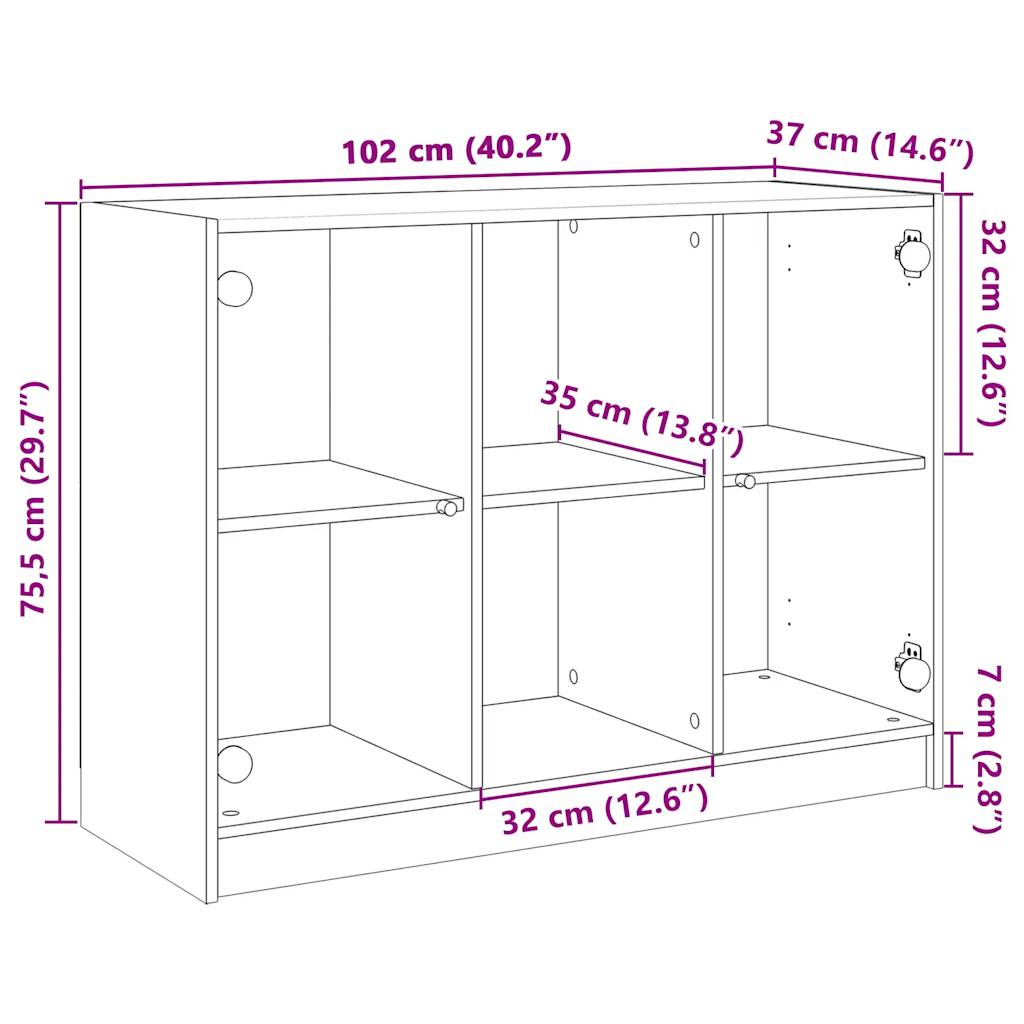 Komoda boja dimljenog hrasta 102x37x75,5 cm konstruirano drvo