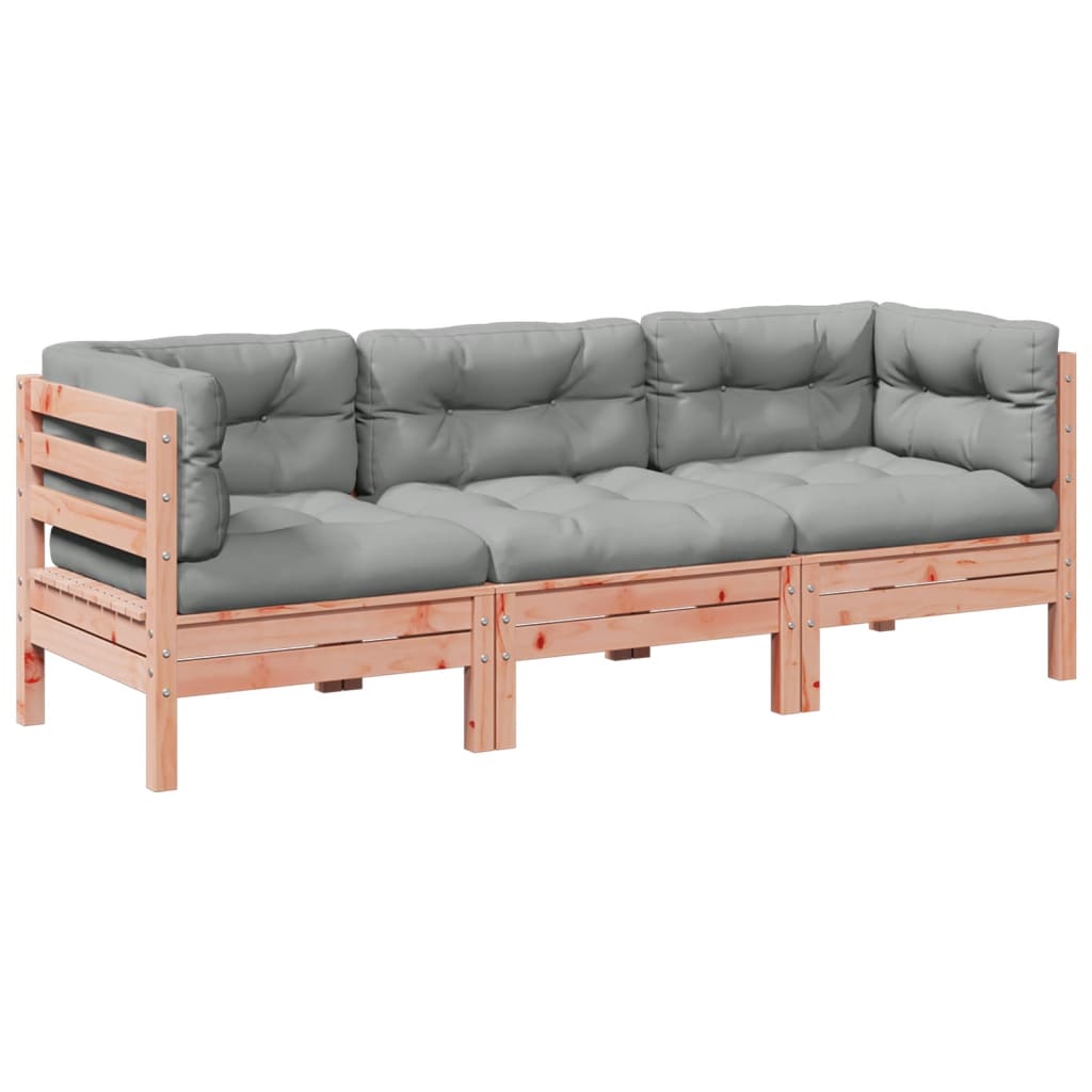 3-dijelni set vrtnih sofa s jastucima masivno drvo duglazije