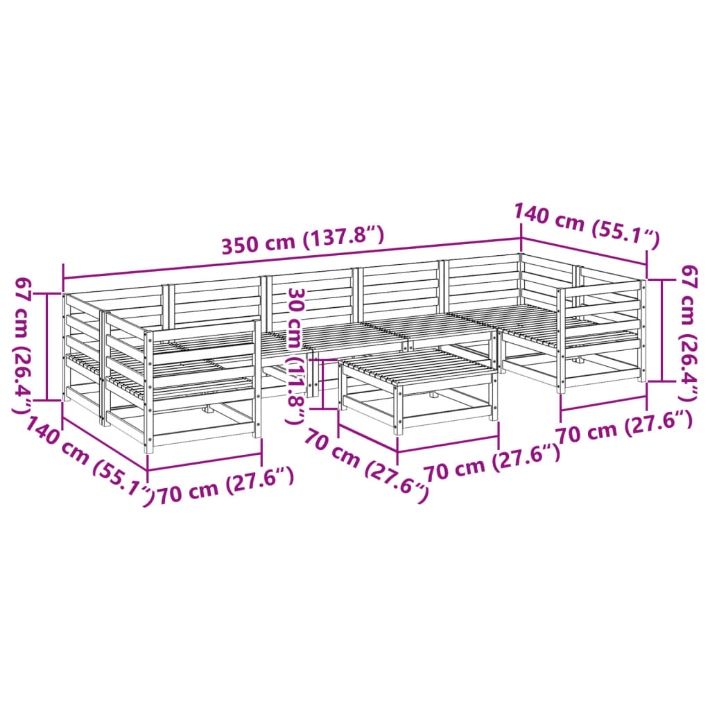 8-dijelni set vrtnih sofa od impregnirane borovine