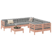 9-dijelni set vrtnih sofa s jastucima masivno drvo duglazije Smeđa
