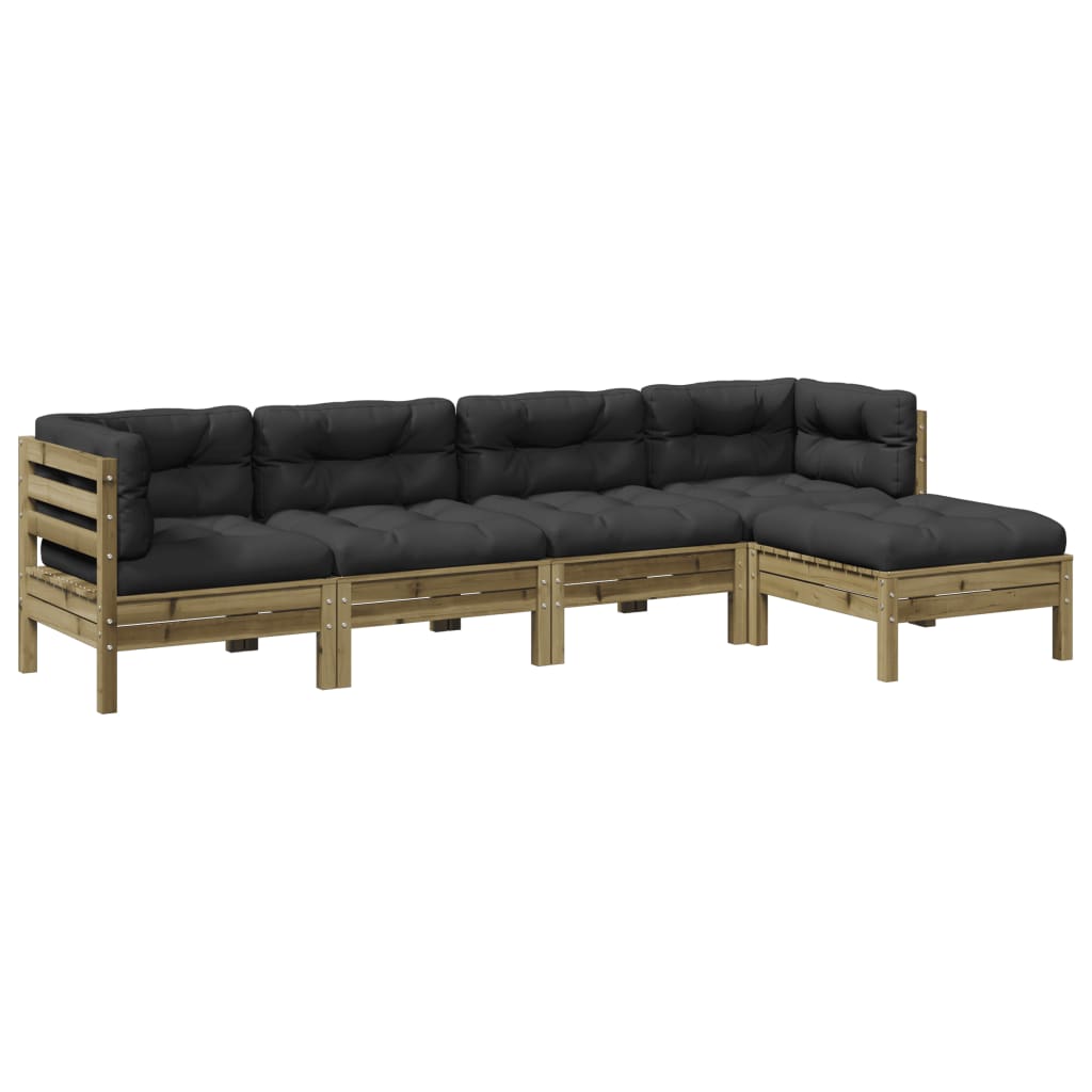 5-dijelni set vrtnih sofa s jastucima od impregnirane borovine