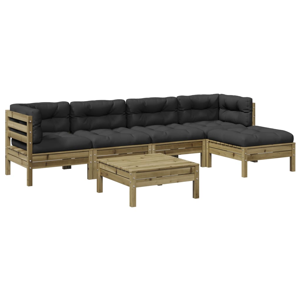 6-dijelni set vrtnih sofa od impregnirane borovine s jastucima