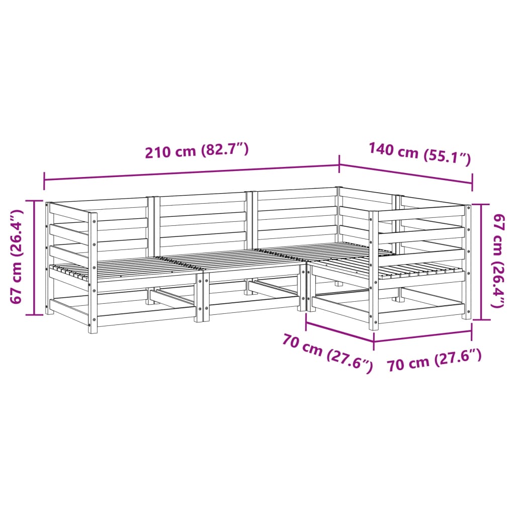 4-dijelni set vrtnih sofa od impregnirane borovine