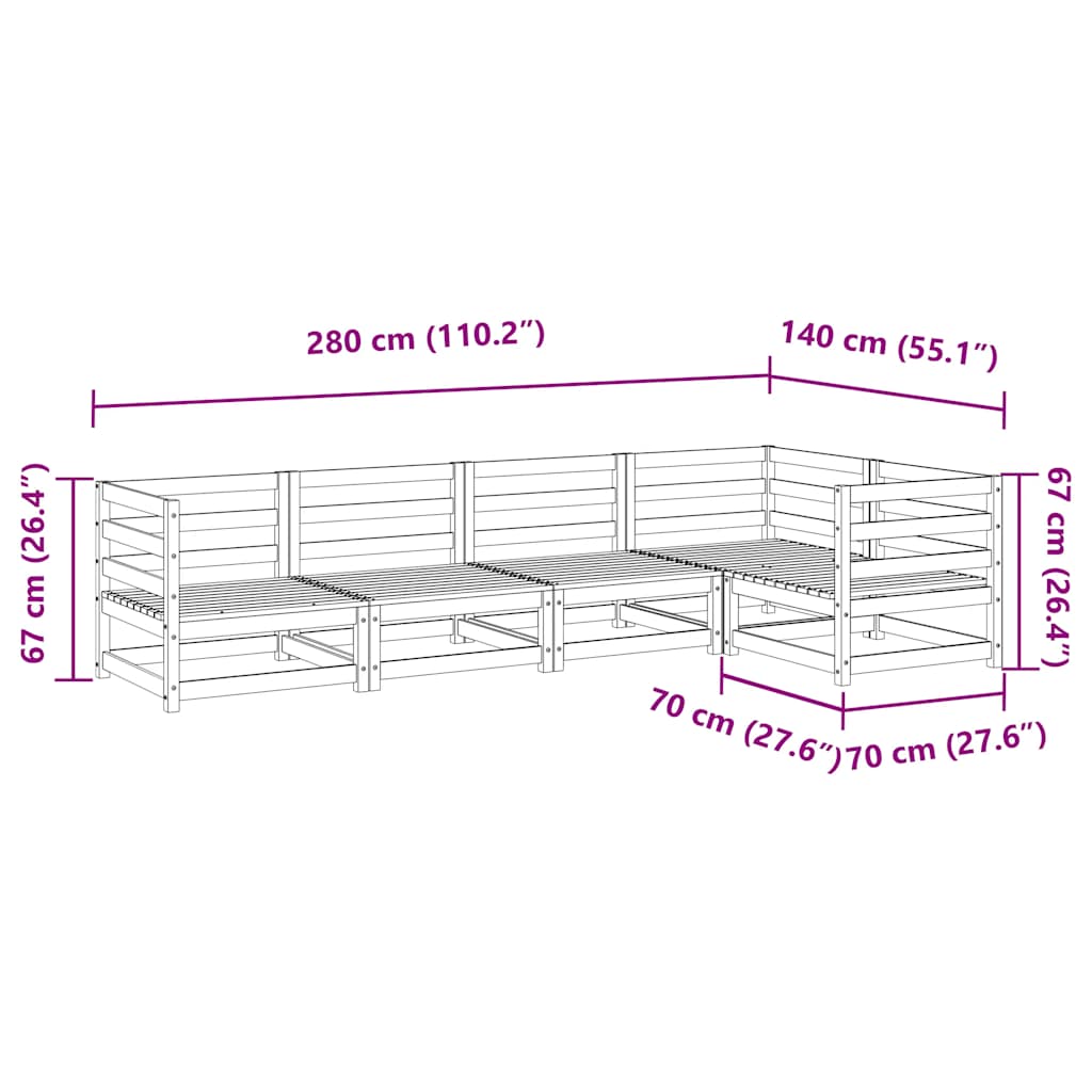 5-dijelni set vrtnih sofa od masivne borovine