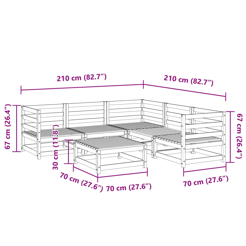 6-dijelni set vrtnih sofa od impregnirane borovine
