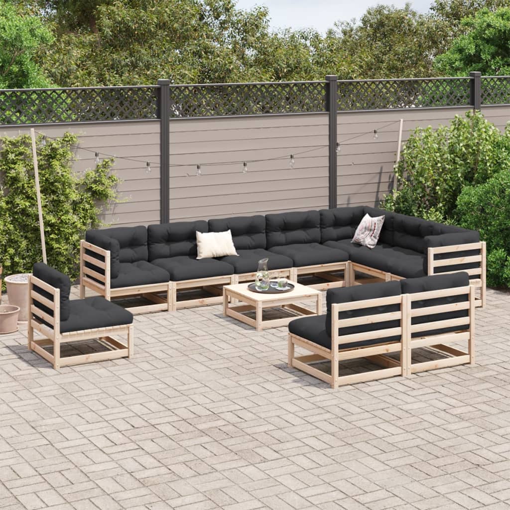 11-dijelna set vrtnih sofa od masivne borovine