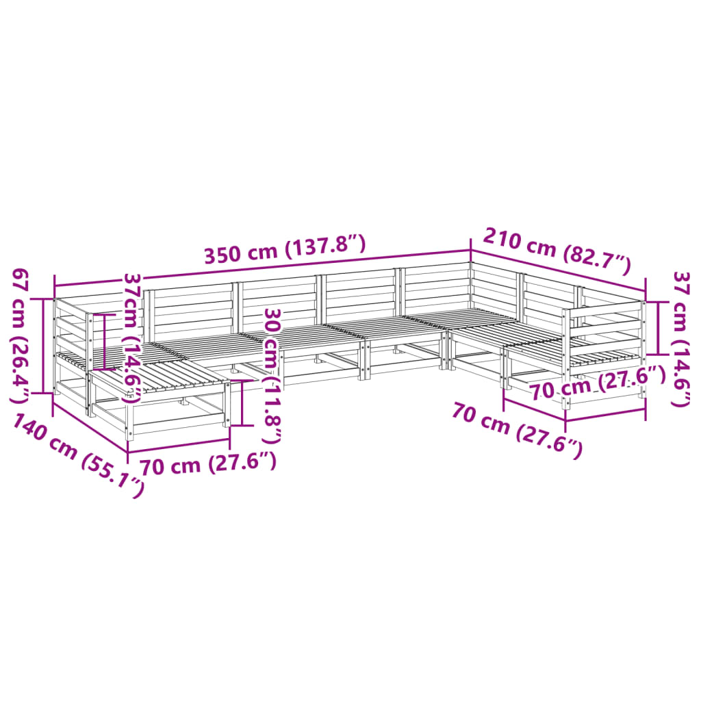 8-dijelni set vrtnih sofa od impregnirane borovine