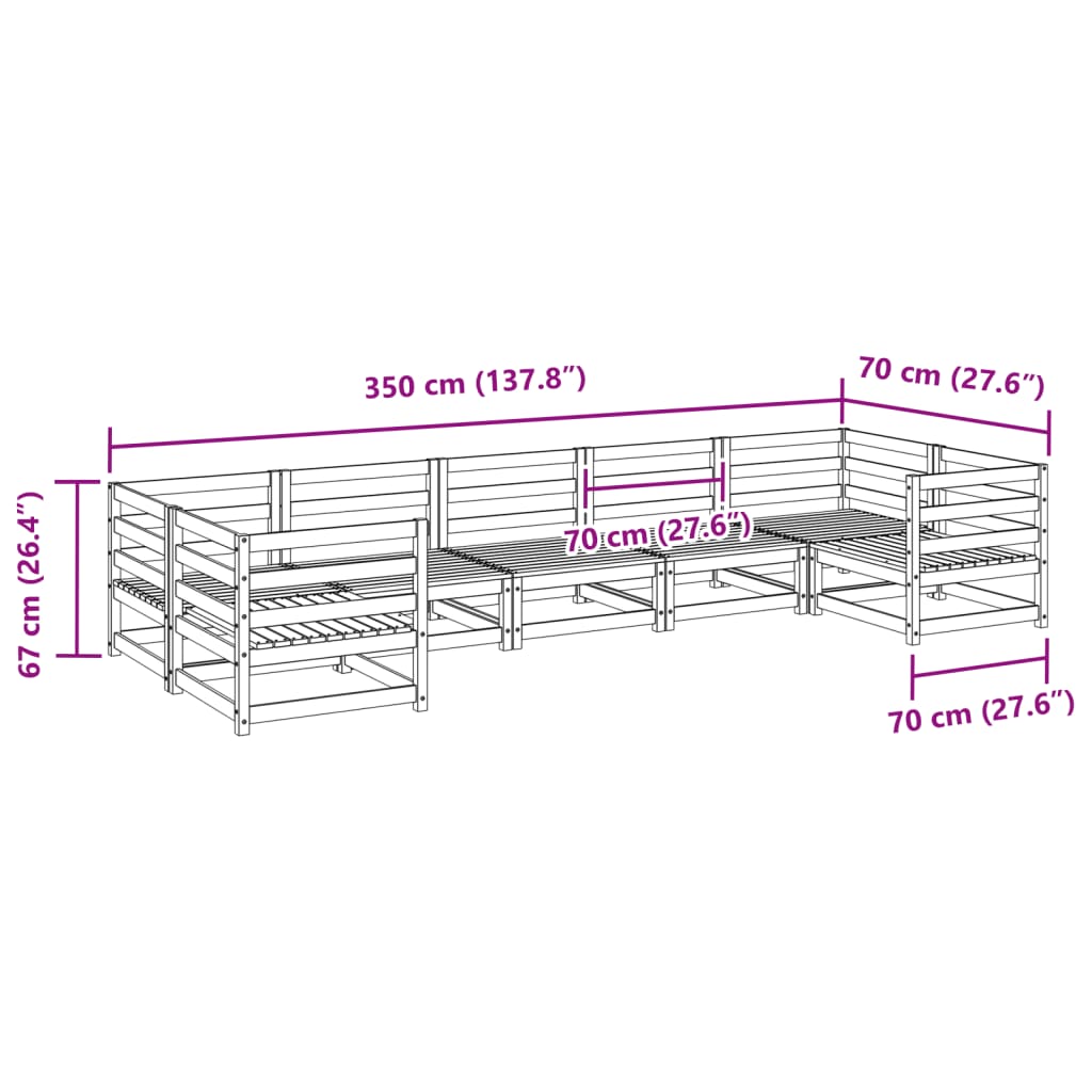 7-dijelni set vrtnih sofa od impregnirane borovine