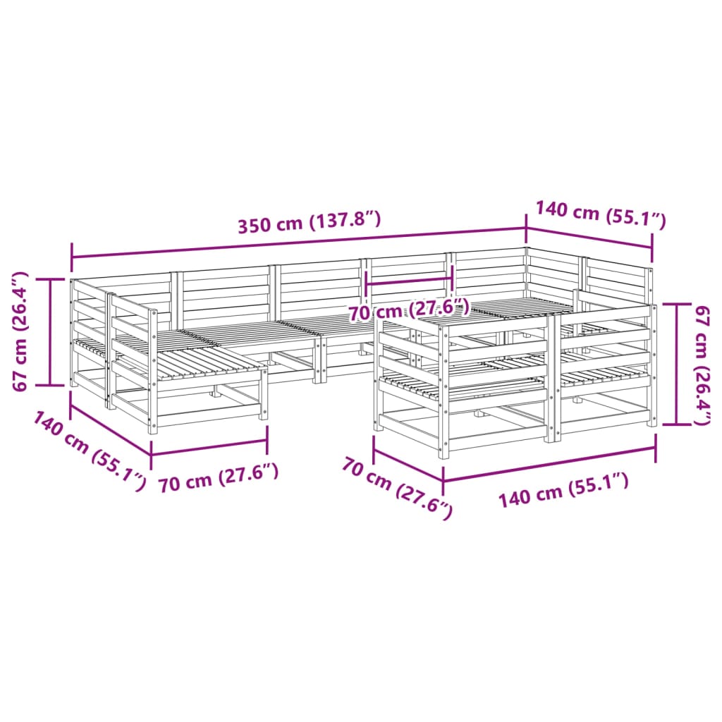 9-dijelni set vrtnih sofa od masivne duglazije i jelovine