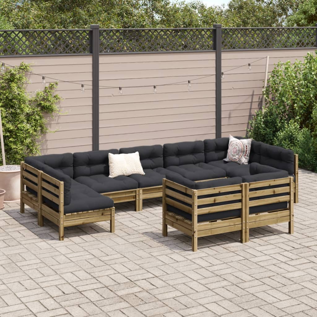 9-dijelni set vrtnih sofa s jastucima od impregnirane borovine