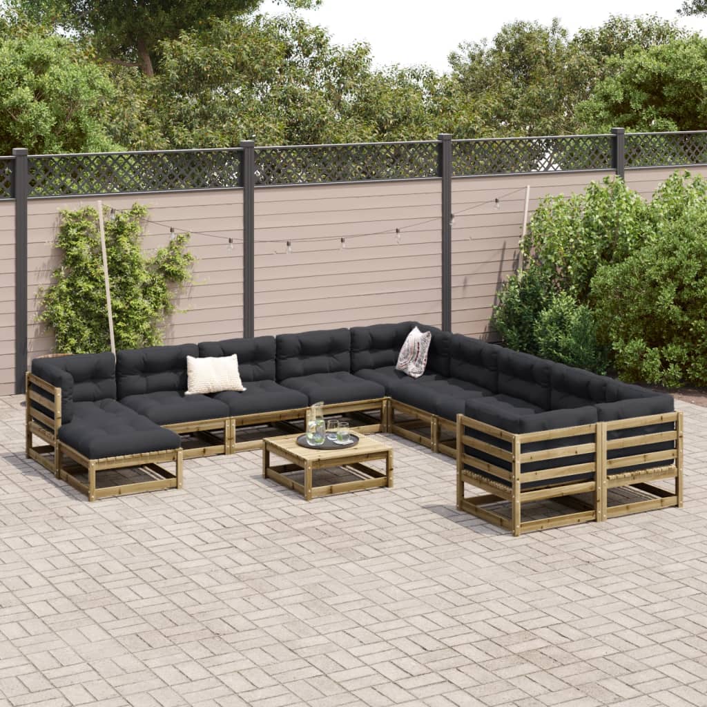 12-dijelni set vrtnih sofa od impregnirane borovine