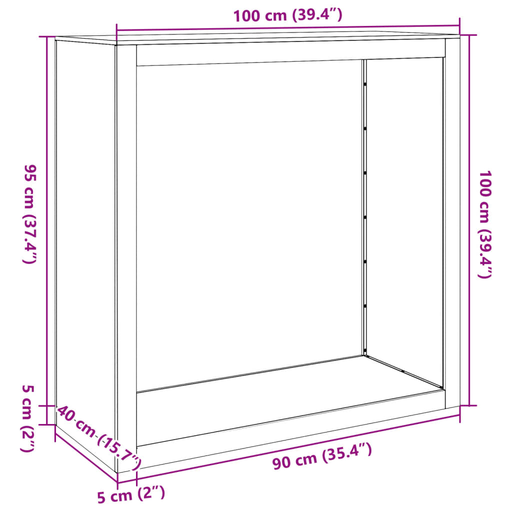 Stalak za drva za ogrjev bijeli 100x40x100 cm čelični