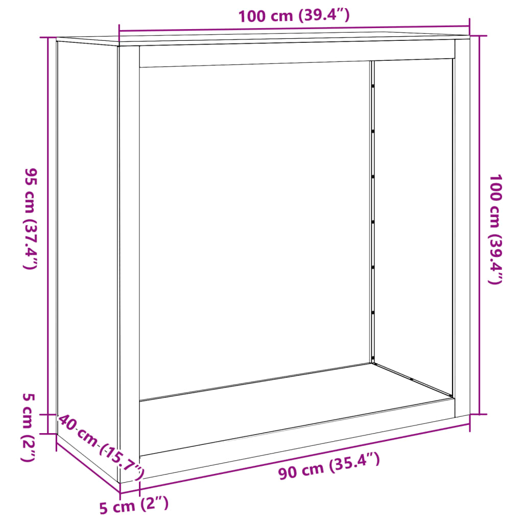 Stalak za drva za ogrjev antracit 100x40x100 cm čelični