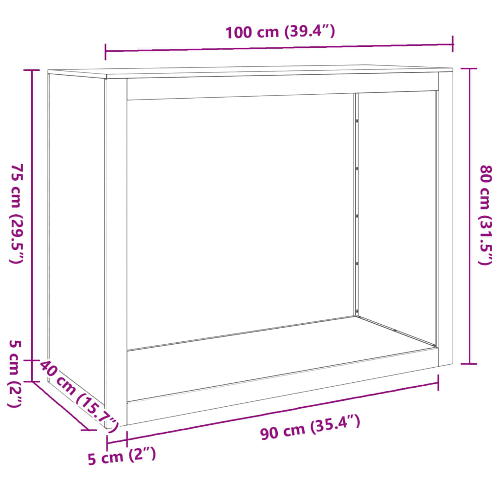 Stalak za drva za ogrjev bijeli 100x40x80 cm čelični