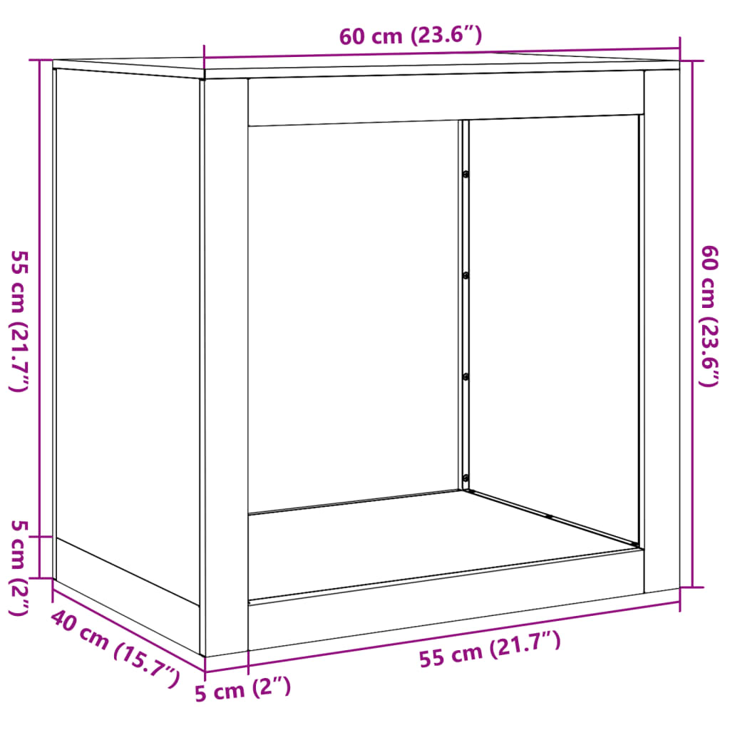 Stalak za drva za ogrjev antracit 60 x 40 x 60 čelični