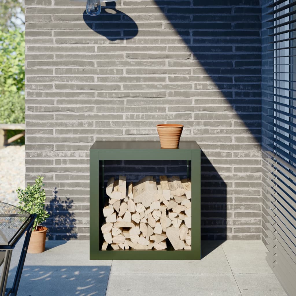 Stalak za drva za ogrjev zeleni 60 x 40 x 60 cm čelični