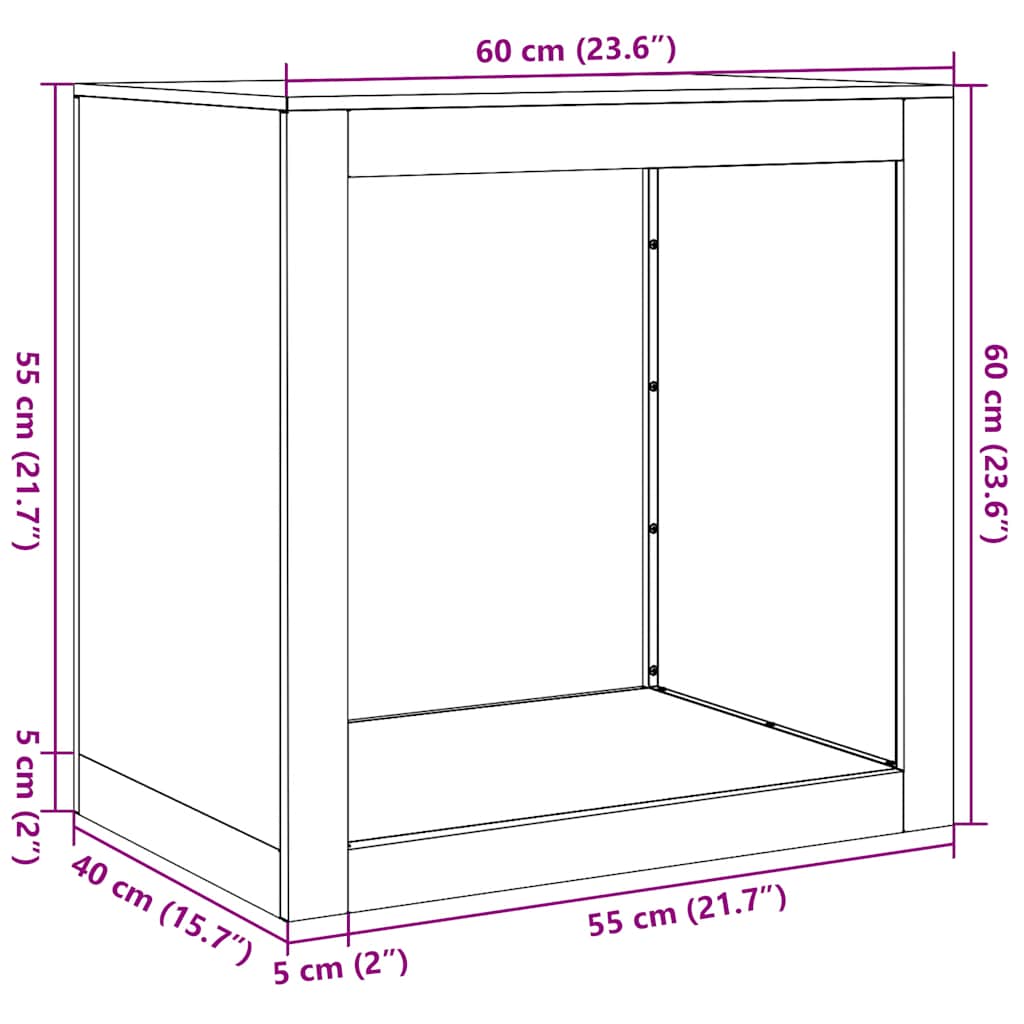 Stalak za drva za ogrjev 60 x 40 x 60 cm Pohabani čelik