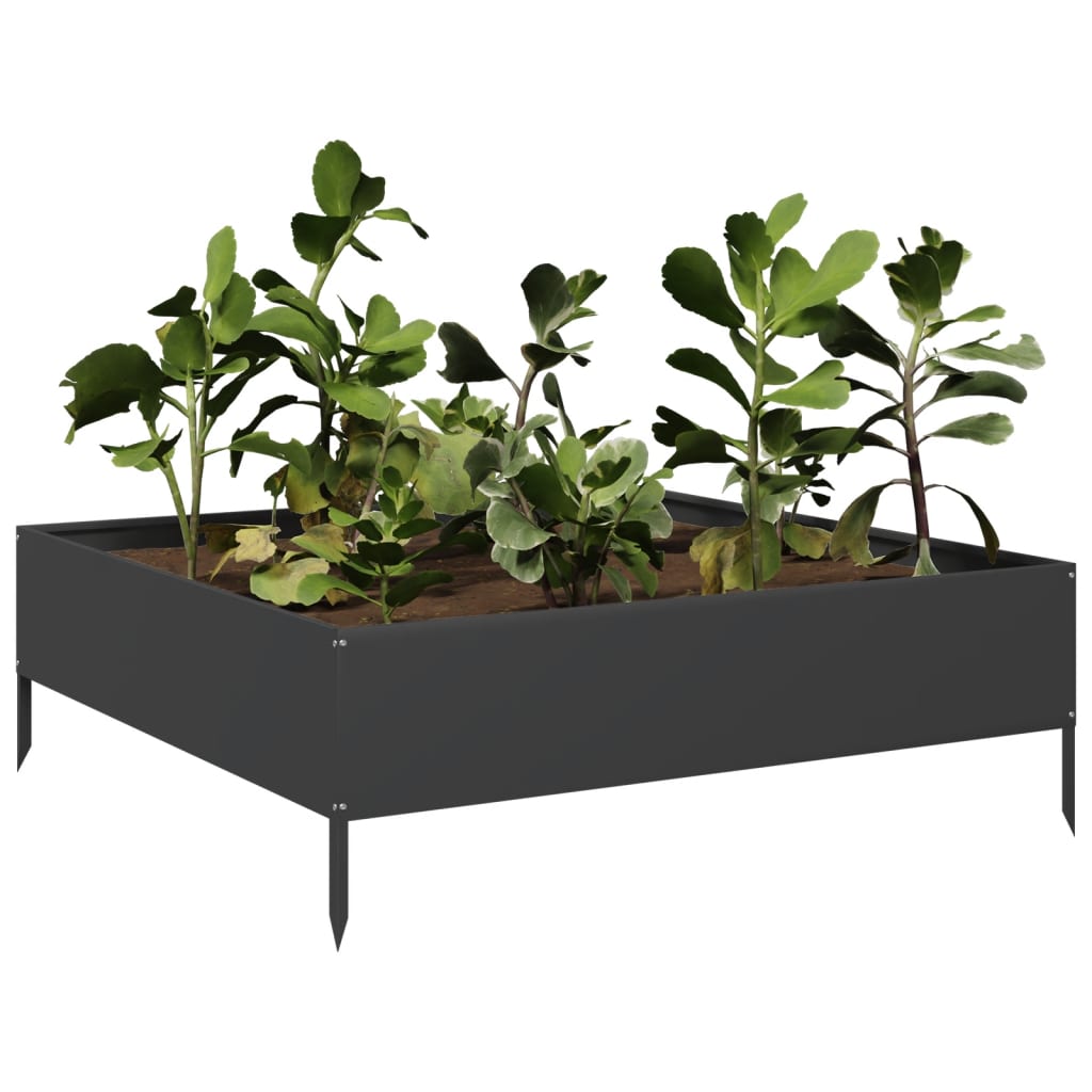 Povišena vrtna gredica crni 100x100x33,5 cm od čelika