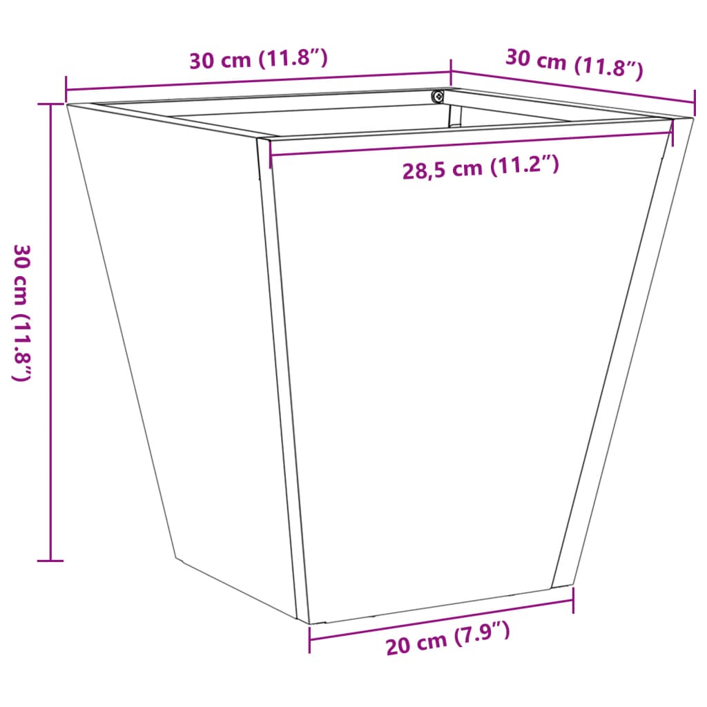 Vrtne sadilice 2 kom crne 30x30x30 cm čelične
