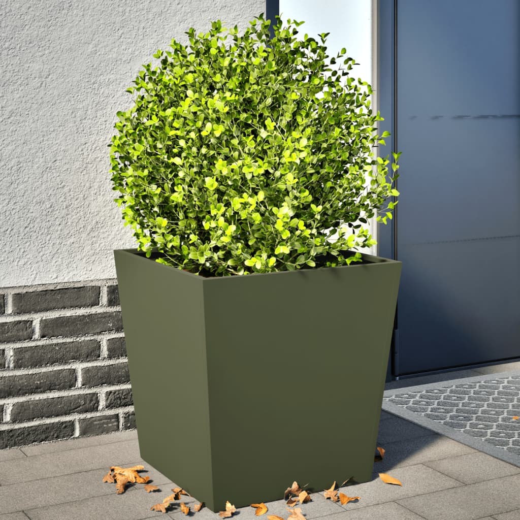 Vrtne sadilice 2 kom maslinastozelene 50 x 50 x 50 cm čelične