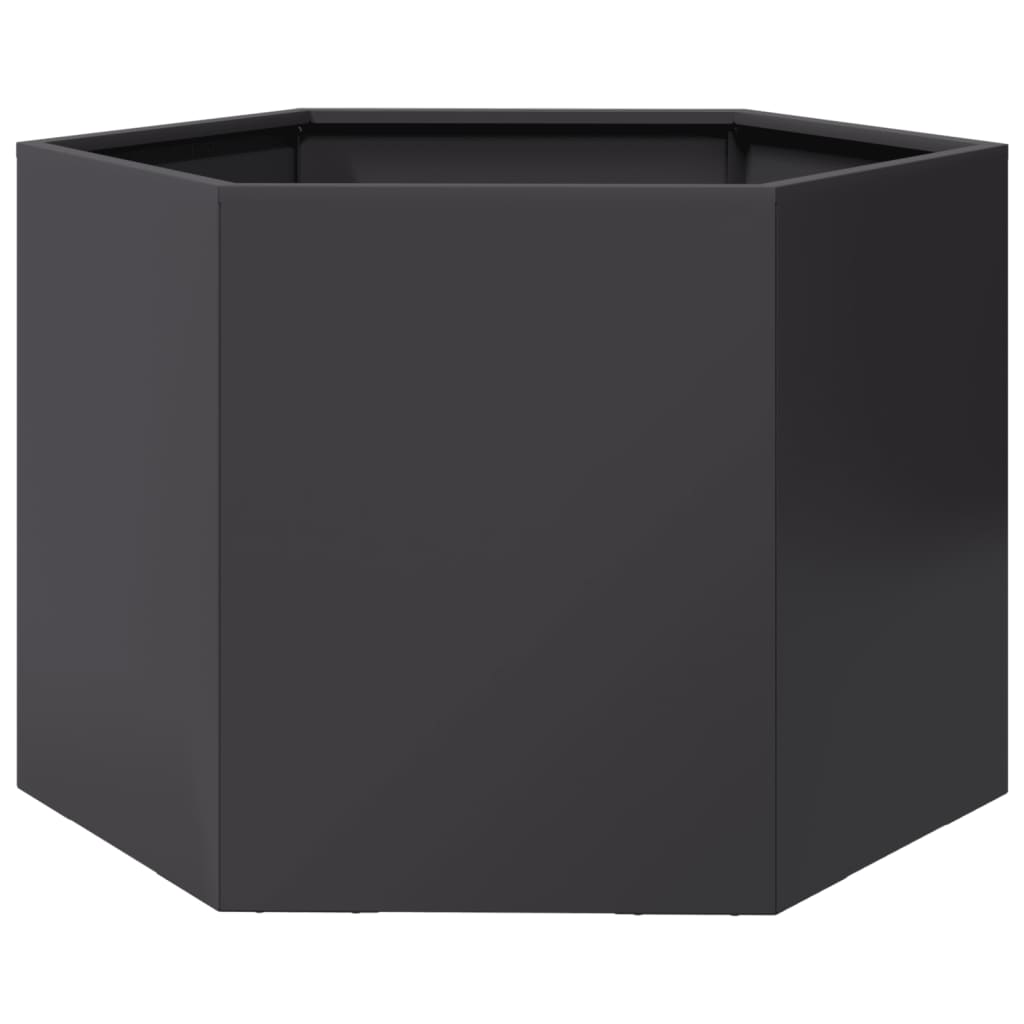 Vrtna sadilica crna šesterokutna 69x60x45 cm čelična