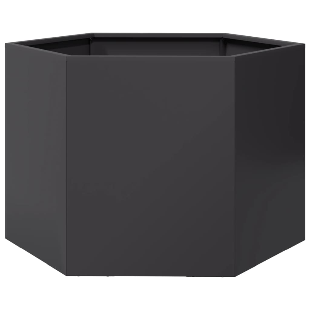 Vrtna sadilica crna šesterokutna 69x60x45 cm čelična