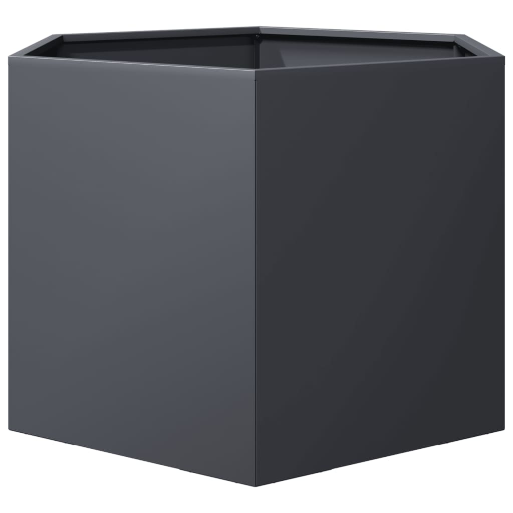 Vrtna sadilica antracit šesterokutna 69x60x45 cm čelična