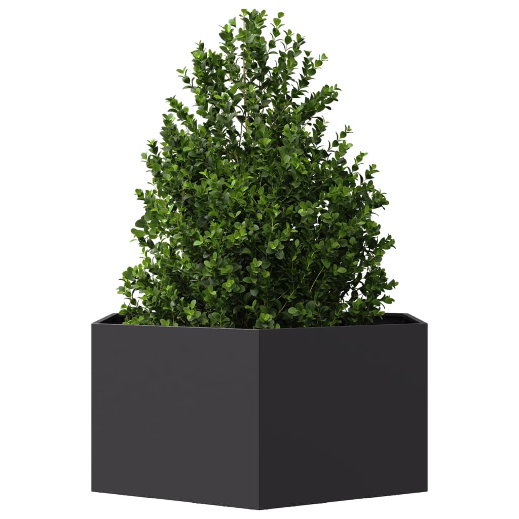 Vrtna sadilica crna šesterokutna 104 x 90 x 45 cm čelična