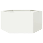 Vrtna sadilica bijela šesterokutna 104 x 90 x 45 cm čelična
