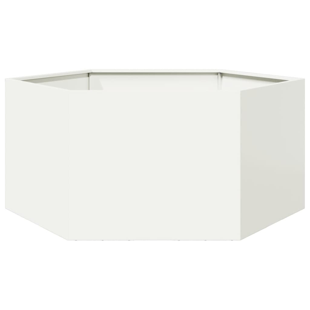 Vrtna sadilica bijela šesterokutna 104 x 90 x 45 cm čelična